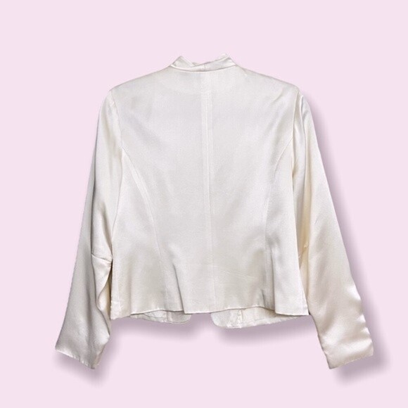 Vintage Talbots 100% Silk Blazer Cream Ivory Embroidered Beaded Womens Size 8 - Picture 2 of 9